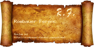 Rombauer Ferenc névjegykártya
